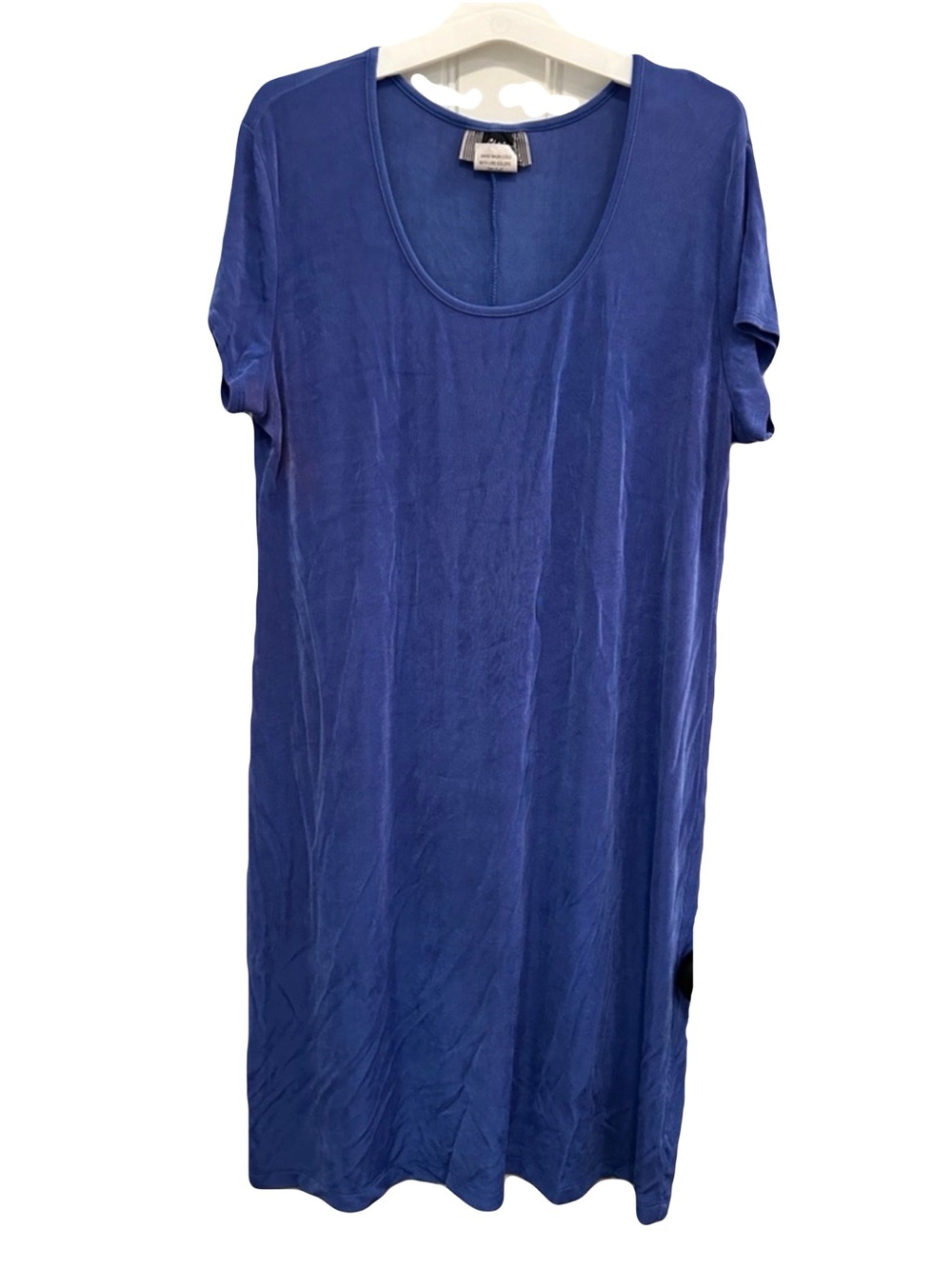 Slinky Brand Cobalt Blue Scoop Neck Short Sleeve Tunic Dress